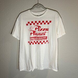 Disney Pixar Toy Story Pizza Planet T-Shirt XL White Distressed Graphic Tee